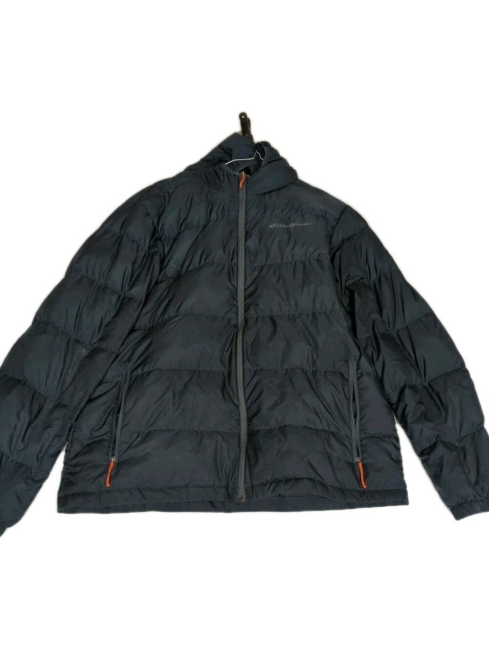Eddie Bauer Jacket Men's L Black EB650 Down / Waterfowl Feather Hooded Puffer